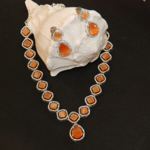 zircon peach color necklace